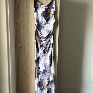 Donna Karan Purple and Orange Floral Maxi Dress